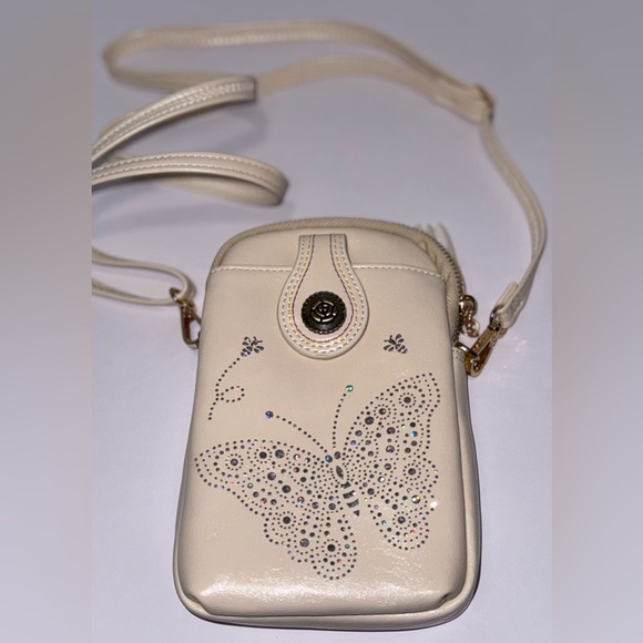 APHISON Mini Cell Phone Purse vegan leather cream - Picture 1 of 7